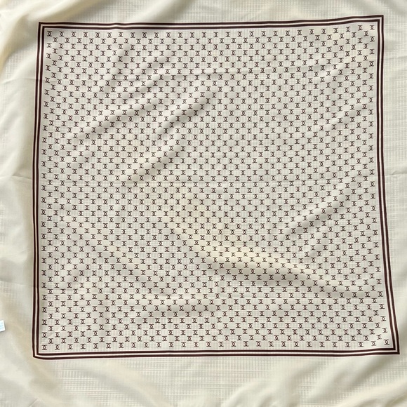 Waterproof Nylon Scarf Cream/Brown Monogram Pattern Good condition - Picture 8 of 8